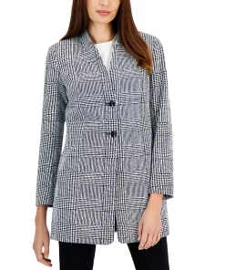 Kasper Women's Printed Two-Button Longline Blazer Topper