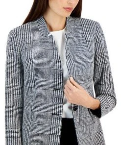 Kasper Women's Printed Two-Button Longline Blazer Topper -CeCe cloth-shop 22573609 fpx