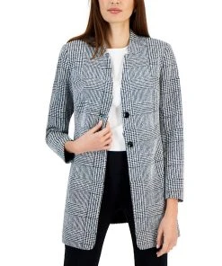 Kasper Women's Printed Two-Button Longline Blazer Topper -CeCe cloth-shop 22573616 fpx