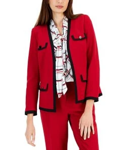 Kasper Women's Collarless Colorblocked Open-Front Blazer