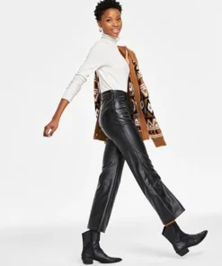 Black Tape Women's Coated Straight-Leg Ankle Pants -CeCe cloth-shop 22576359 fpx