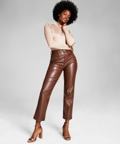 And Now This Women's High-Rise Faux-Leather Straight Pants