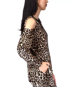 Michael Kors Women's Cheetah Cold-Shoulder Top -CeCe cloth-shop 22607638 fpx