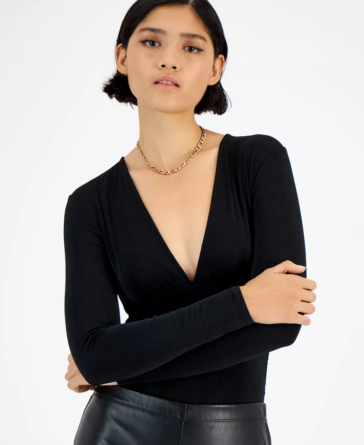 Bar III Women's Deep V-Neck Thong-Back Bodysuit, Created For Macy's 4 Bar III Women's Deep V-Neck Thong-Back Bodysuit, Created For Macy's - Image 4