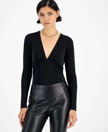 Bar III Women's Deep V-Neck Thong-Back Bodysuit, Created For Macy's 3 Bar III Women's Deep V-Neck Thong-Back Bodysuit, Created For Macy's - Image 3