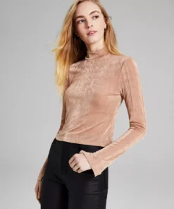 And Now This Women's Mock-Neck Long-Sleeve Slinky Top