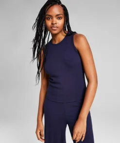And Now This Women's Ribbed Sleeveless Crew-Neck Top