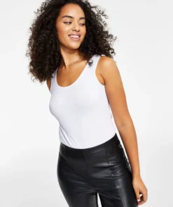 Bar III Seamless Scoop-Neck Thong Bodysuit, Created For Macy's