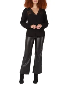 Black Tape Women's Long-Sleeve Lace-Insert Jacquard Blouse 6 Black Tape Women's Long-Sleeve Lace-Insert Jacquard Blouse -CeCe cloth-shop 22707769 fpx