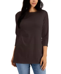 Karen Scott Boat-Neck 3/4-Sleeve Top, Created For Macy's -CeCe cloth-shop 22721248 fpx
