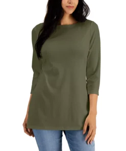 Karen Scott Boat-Neck 3/4-Sleeve Top, Created For Macy's -CeCe cloth-shop 22721864 fpx