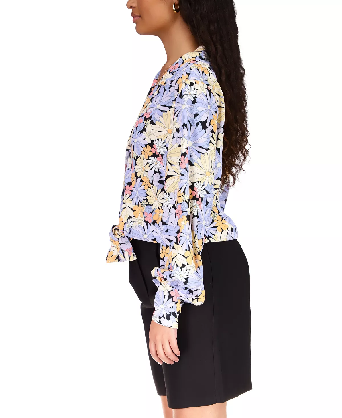 Sanctuary Women's Floral Tie-Front V-Neck Blouse 3 Sanctuary Women's Floral Tie-Front V-Neck Blouse - Image 3
