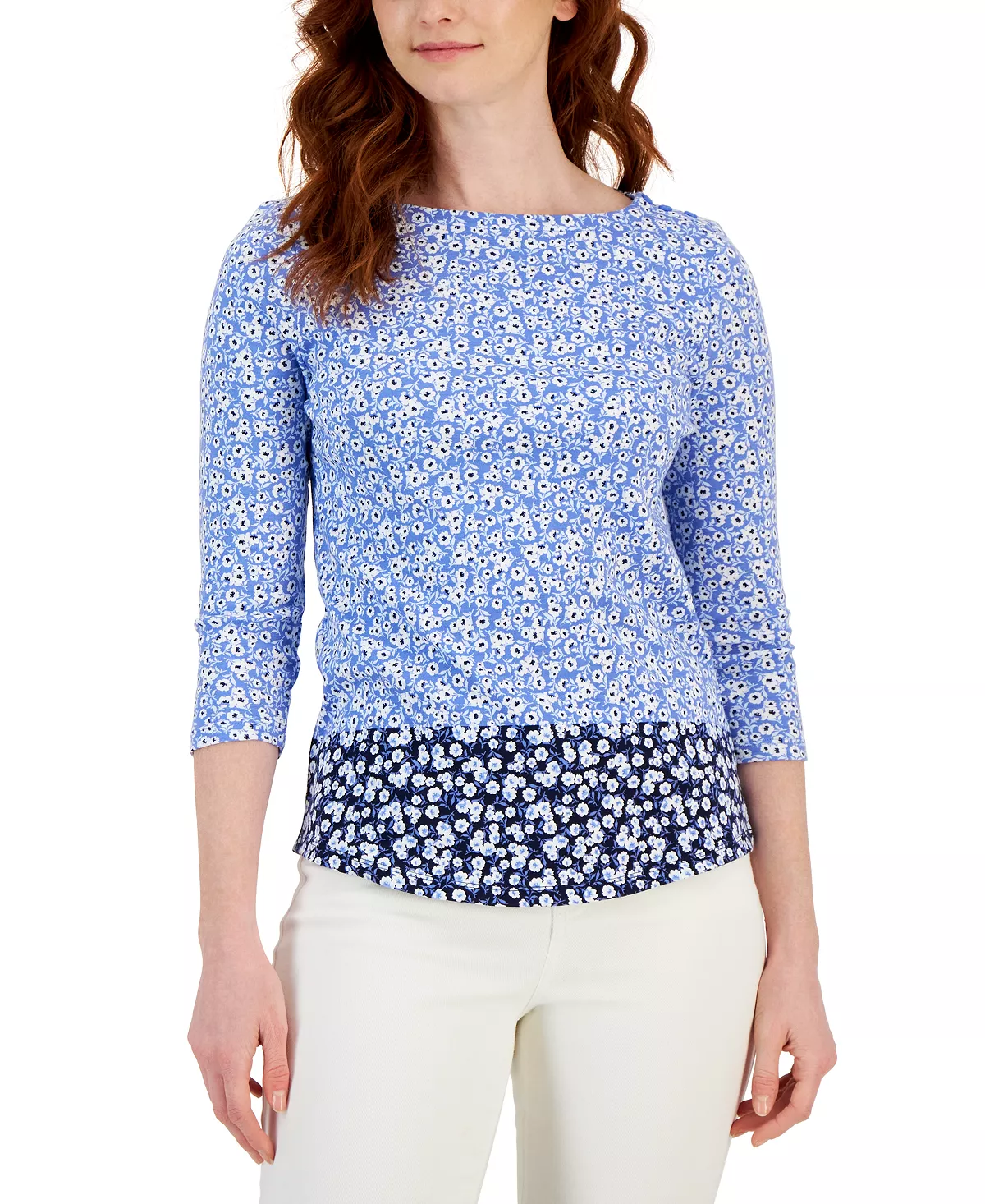 Charter Club Women's Colorblocked Boat-Neck 3/4-Sleeve Top, Created For Macy's 4 Charter Club Women's Colorblocked Boat-Neck 3/4-Sleeve Top, Created For Macy's - Image 4