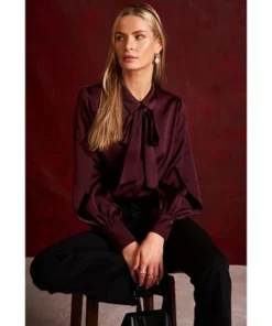 CeCe Women's Long Sleeve Button-Up Bow Blouse -CeCe cloth-shop 22724126 fpx