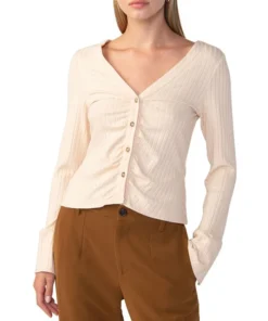 Sanctuary Women's Wide Cuff V-Neck Knit Blouse