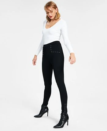 Bar III Women's Studded Waist Detail Pull-On Leggings, Created For Macy's 3 Bar III Women's Studded Waist Detail Pull-On Leggings, Created For Macy's - Image 3