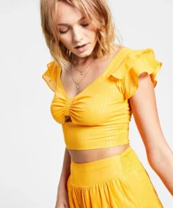 Bar III Women's Sweetheart-Neck Metallic-Striped Crop Top, Created For Macy's