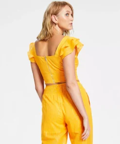 Bar III Women's Sweetheart-Neck Metallic-Striped Crop Top, Created For Macy's -CeCe cloth-shop 22725099 fpx