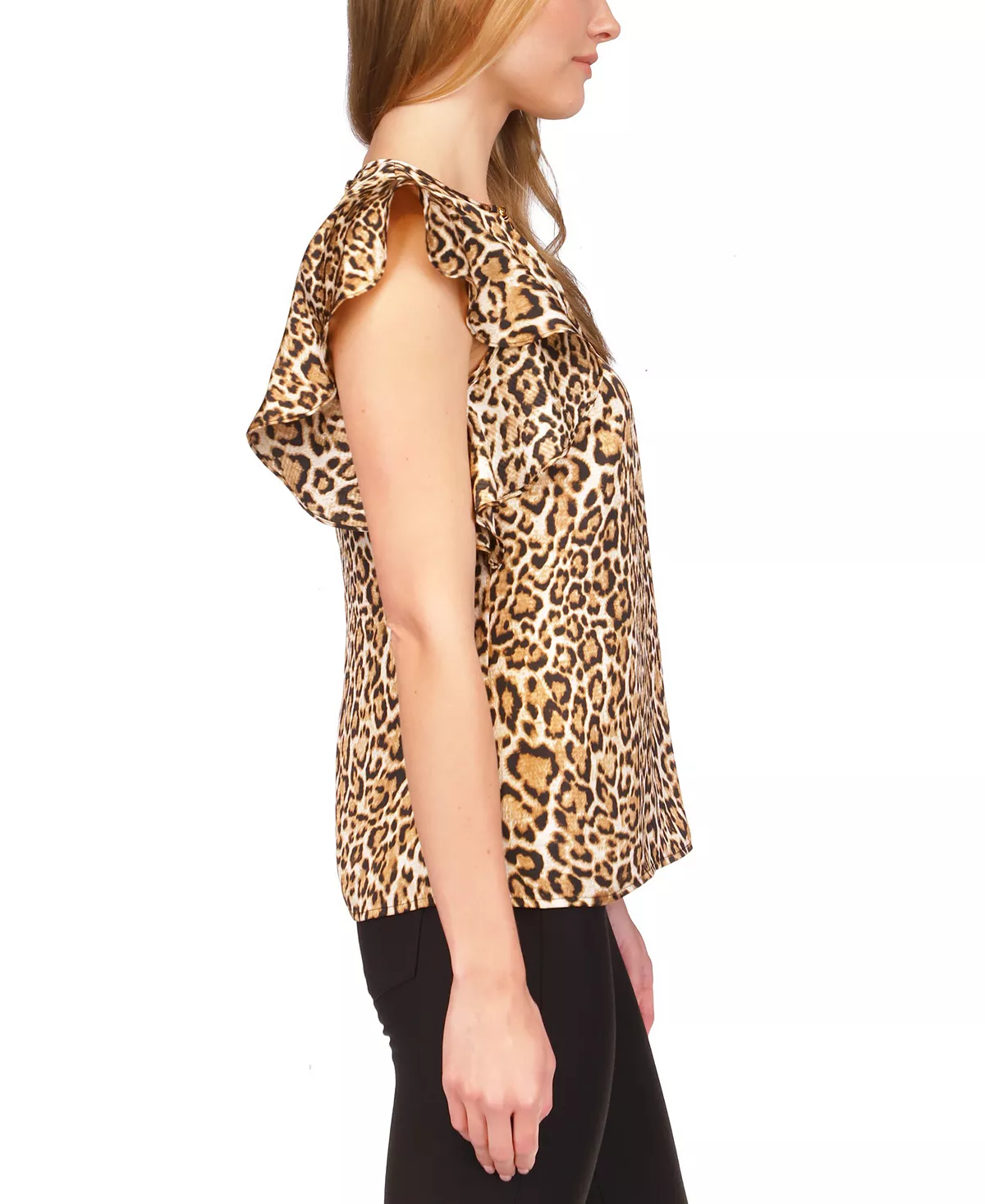 Michael Kors Women's Wildcat Printed Ruffled Top 4 Michael Kors Women's Wildcat Printed Ruffled Top - Image 4