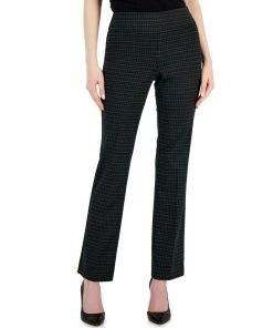 Anne Klein Women's Compression Printed High-Rise Bootcut Pull-On Pants