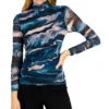 Anne Klein Women's Printed Mesh-Sleeve Mock-Neck Top