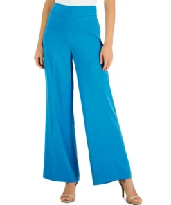 Anne Klein Montreal Satin High-Rise Side-Zip Wide-Leg Pants