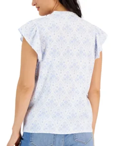 Style & Co Women's Crinkle Gauze Ruffled Sleeve Top, Created For Macy's 5 Style & Co Women's Crinkle Gauze Ruffled Sleeve Top, Created For Macy's -CeCe cloth-shop 22738006 fpx