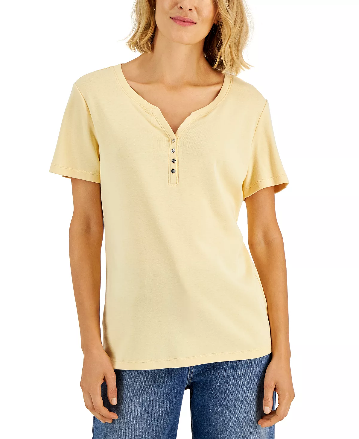 Karen Scott Hort Sleeve Henley Top, Created For Macy's 16 Karen Scott Hort Sleeve Henley Top, Created For Macy's - Image 16