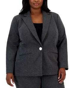 Kasper Plus Size One-Button Notched-Collar Jacket