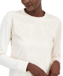 Anne Klein Women's Long-Sleeve Faux-Leather Top -CeCe cloth-shop 22767106 fpx