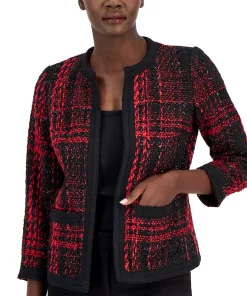 Anne Klein Women's Metallic-Tweed Open-Front Jacket -CeCe cloth-shop 22767654 fpx