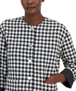 Anne Klein Women's Houndstooth Quilted Snap-Front Jacket -CeCe cloth-shop 22767851 fpx