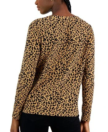 Style & Co Women's Printed Long-Sleeved T-Shirt, Created For Macy's 3 Style & Co Women's Printed Long-Sleeved T-Shirt, Created For Macy's - Image 3