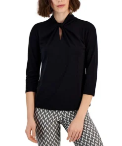 Anne Klein Women's Twist-Neck 3/4-Sleeve Top