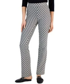 Anne Klein Women's Metallic Chevron Pull-On Bootcut Pants