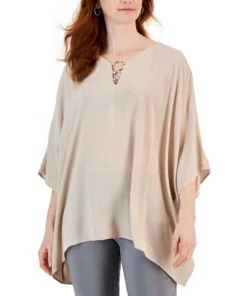 JM Collection Women's Lurex O-Ring Poncho, Created For Macy's
