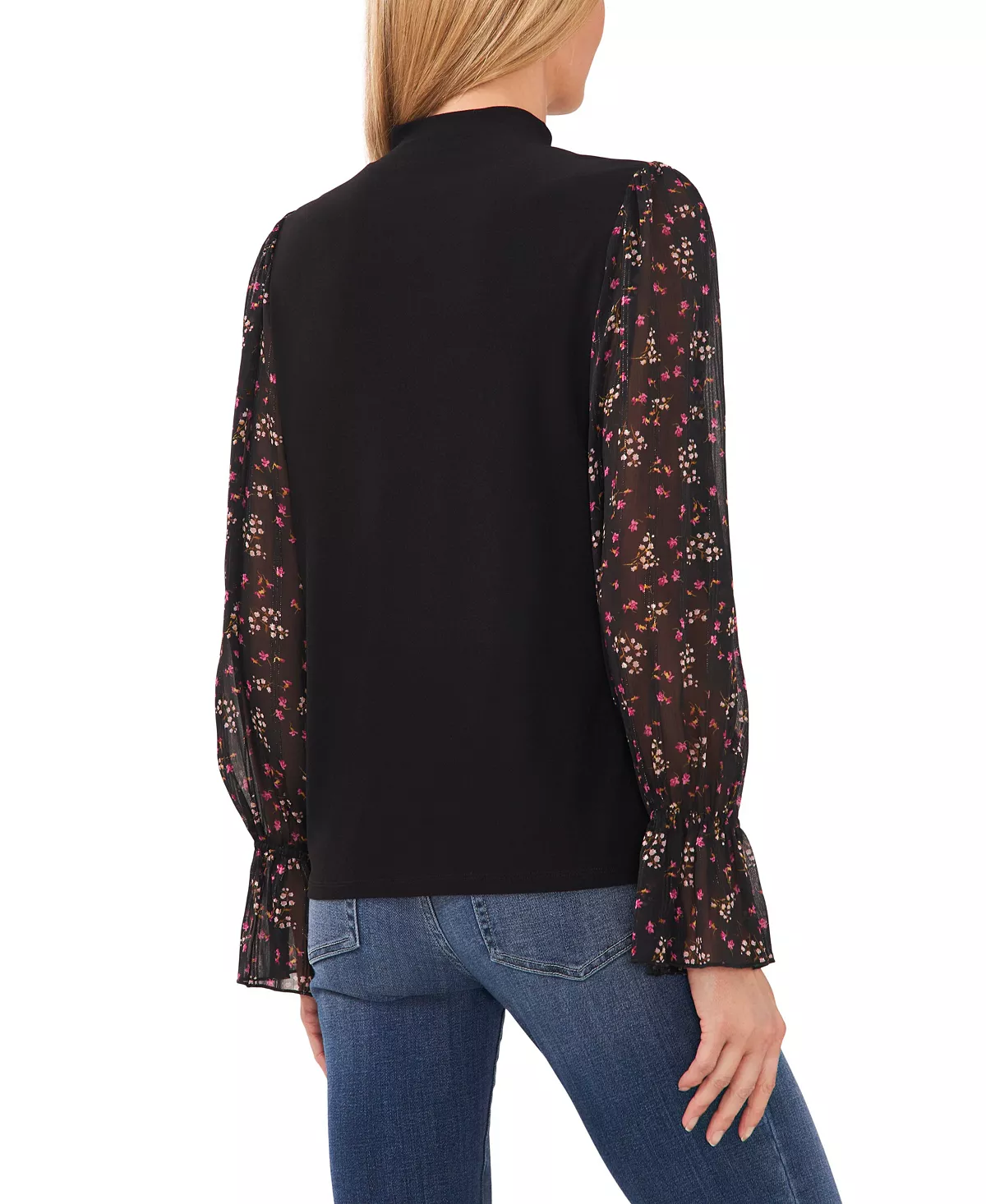 CeCe Women's Mock Neck Printed Clip Dot Top 2 CeCe Women's Mock Neck Printed Clip Dot Top - Image 2