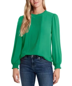 CeCe Smocked Pintuck Top