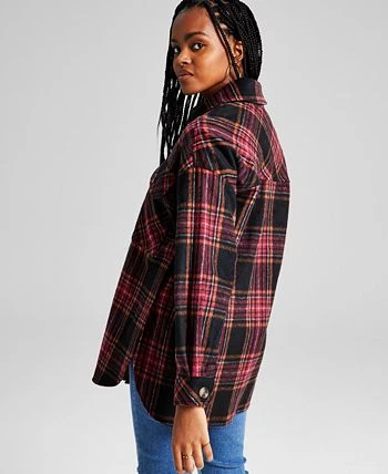 And Now This Women's Oversized Plaid-Print Long-Sleeve Shacket 2 And Now This Women's Oversized Plaid-Print Long-Sleeve Shacket - Image 2