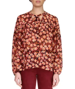 Sanctuary Floral Button Front Yoke Tie Blouse