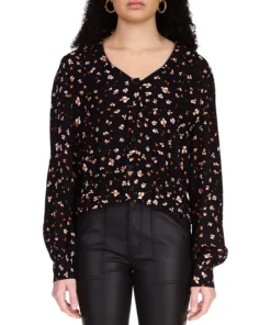 Sanctuary Women's Floral-Print Blouson-Sleeve Button-Front Top