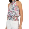 INC International Concepts Women's Printed Smocked Blouse, Created For Macy's