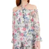 INC International Concepts Women's Floral Print Cold-Shoulder Blouse, Created For Macy's