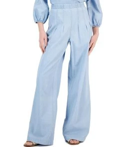 INC International Concepts Women's Chambray Ultra High-Rise Wide-Leg Pants, Created For Macy's