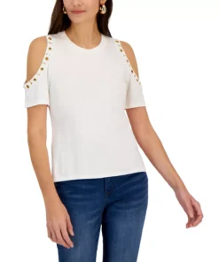 INC International Concepts Women's Grommet Cold-Shoulder Top, Created For Macy's -CeCe cloth-shop 22783700 fpx