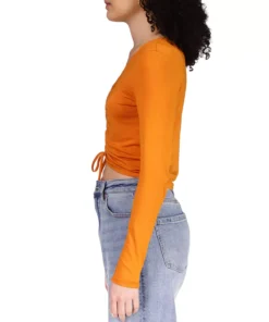 Sanctuary Women's Stunner Asymmetric Ruched Cropped Top -CeCe cloth-shop 22795525 fpx