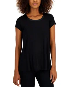 Alfani Women's Satin-Trim Scoop-Neck Top, Created For Macy's