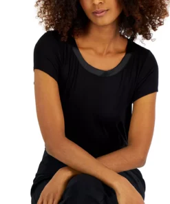 Alfani Women's Satin-Trim Scoop-Neck Top, Created For Macy's -CeCe cloth-shop 22800818 fpx