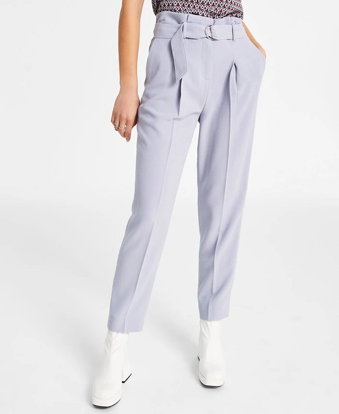 Bar III Women's Belted Textured Crepe Pants, Created For Macy's 1 Bar III Women's Belted Textured Crepe Pants, Created For Macy's