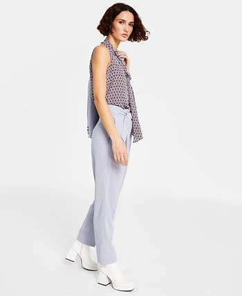 Bar III Women's Belted Textured Crepe Pants, Created For Macy's 3 Bar III Women's Belted Textured Crepe Pants, Created For Macy's - Image 3